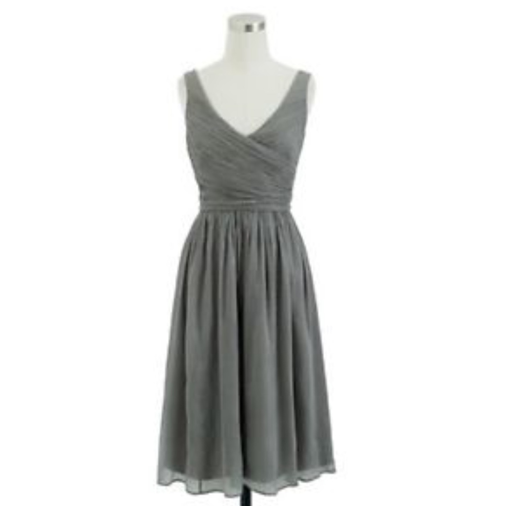 NWOT Draped Grey Silk J.Crew Cocktail Dress
